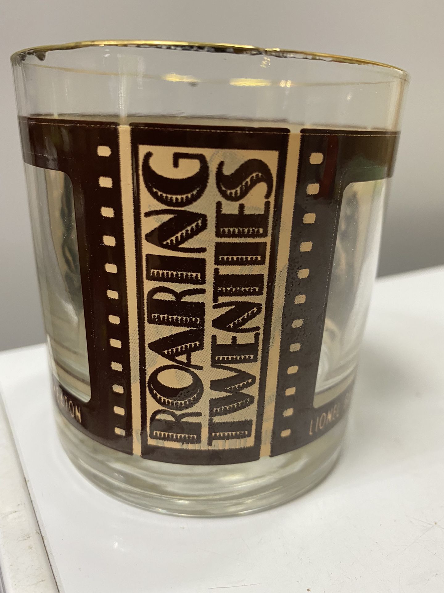 Roaring 20’s Film Strip Glass. Tom Mix, Buster Keaton,  Lionel Barrymore. 