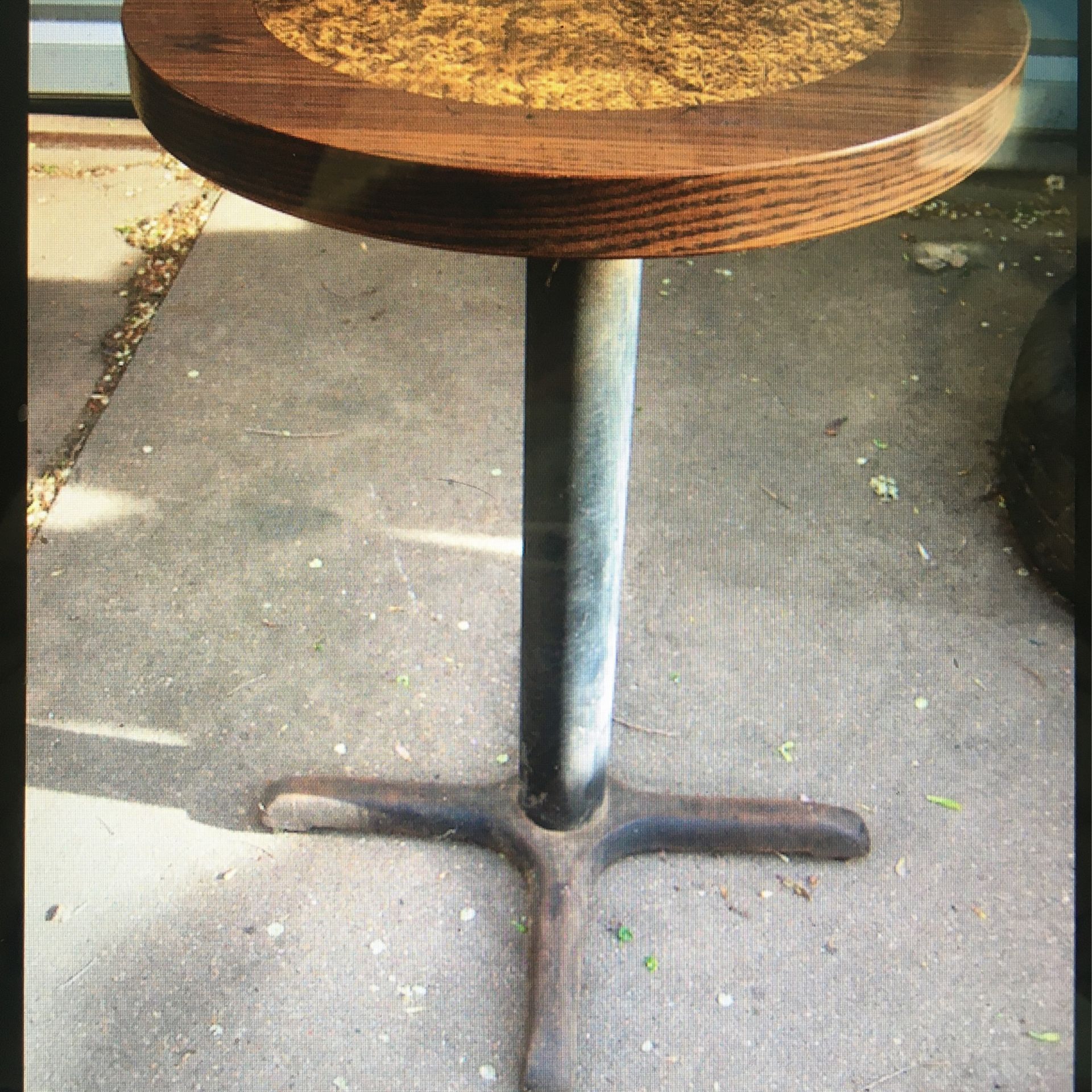 (8) Vintage 21" Laminated Wood Restaurant table Tops w/ steel bases
