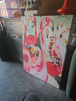 Original Flamingo Acrylic Painting on Canvas