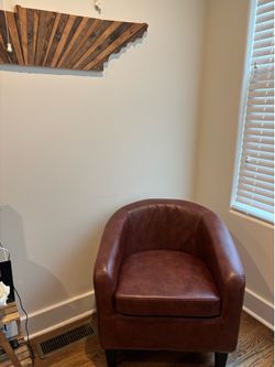 Barrel Faux Leather Brown Chair