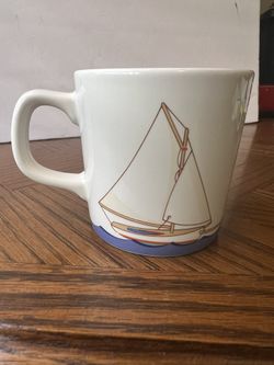 Tiffany Seashore Cup Tiffany & Co Porcelain Japan Mug Nautical Sailboat Fish