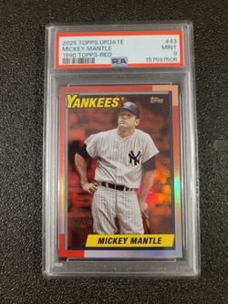 Top Pop, Pop 1 PSA 9 #/5 Mickey Mantle 2025 Topps Update 1990 Red