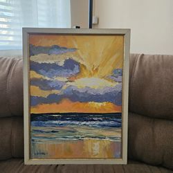 Ocean sunset painting