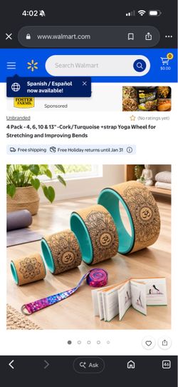 NEW 4-Pack Cork Yoga Wheel Set with Strap