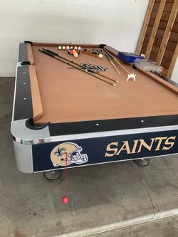 NFL New Orleans Saints full size pool table with cues