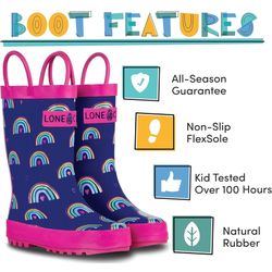 Lone Cone Girls Rainbow Natural Rubber Rain Boots