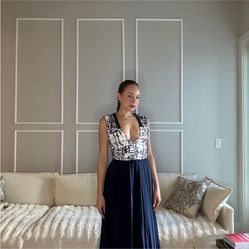 Prabal Gurung Dark Blue and White Dress