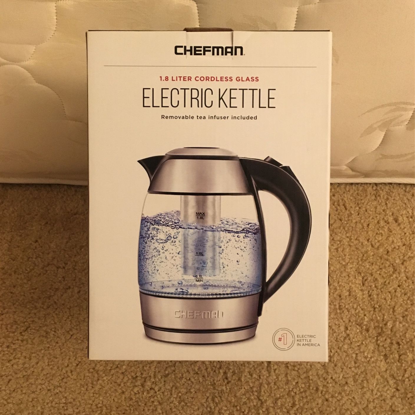 Chefman 1.8 Liter Cordless Glass Electric Kettle