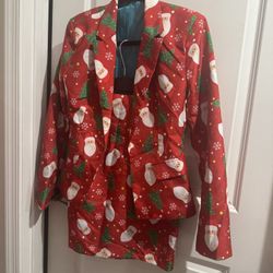 Holiday Red Santa Skirt Suit Size M 8/10