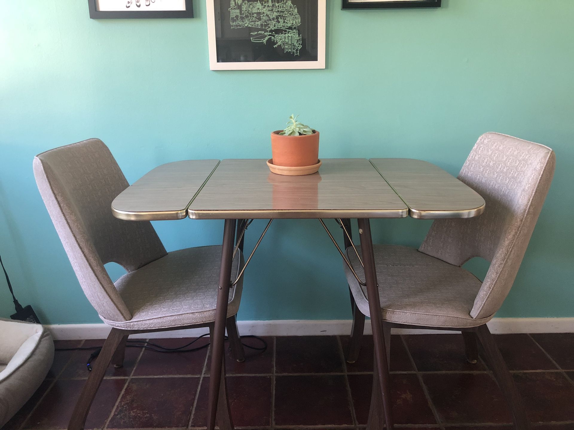 Mid-Century Formica Drop-leaf Table & Matching Chairs