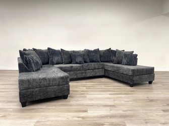 🔥 411 Charcoal Double-Chaise Sectional — Only $1649! 🔥