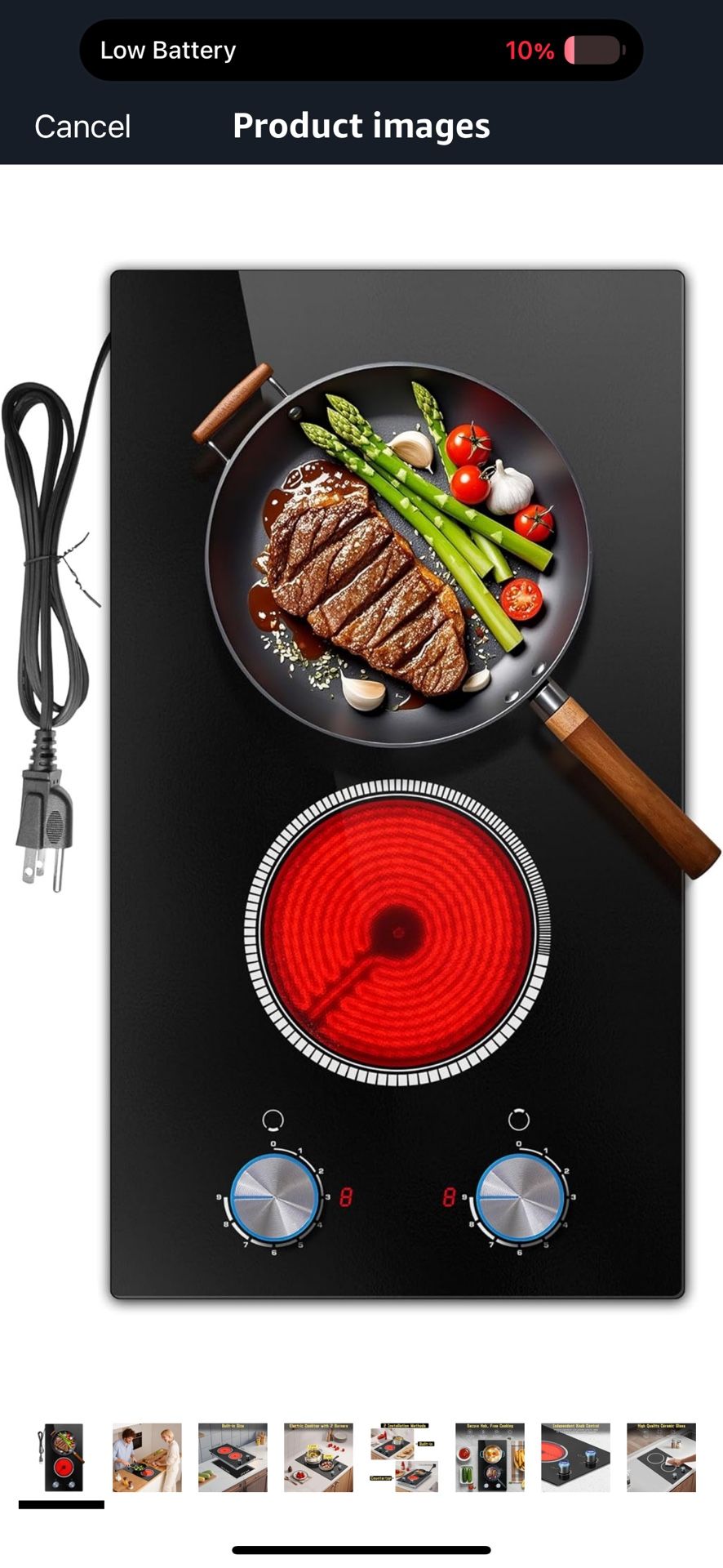 2 Burner Electric Cooktop, 12 Inch Electric Stove Top, 120V Stove Top Burner Knob Control, 2000W Countertop Stove with Timer, 9 Heating Levels, Overhe