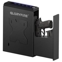 GLORYFIRE Gun Safe Biometric Pistol Safe, Mounted Nightstand Quick Access Handgun Safe and Gun Lock Box