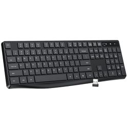 Lovaky MK98 Wireless Keyboard, 2.4G Ergonomic, Computer Keyboard, Enlarged Indicator Light, Full Size PC Keyboard with Numeric Keypad for Laptop, Desk