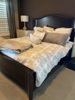 Dark color king bed