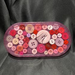 Handmade Pink Button Resin Tray