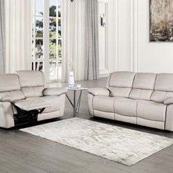 White Recliner Sofa And Loveseat Set Brand New 