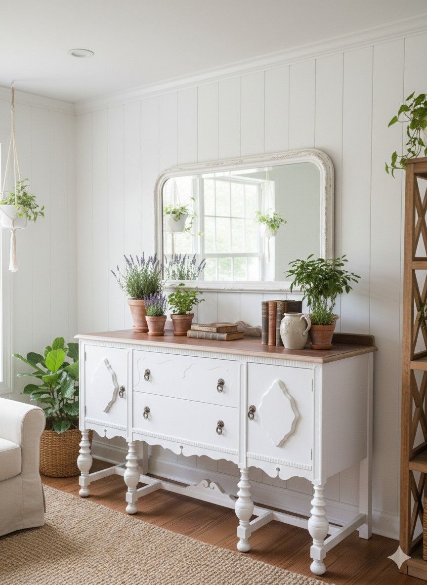 Antique White Sideboard Buffet