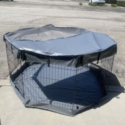42” Tall Dog Playpen With Cover Dog Run, Dog Cage 8 Panels Fence with Door