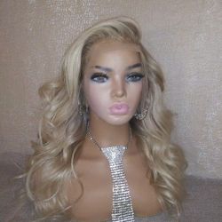 Platinum Blonde Sandy Brown Ombre 13x4 Lace Front Wig