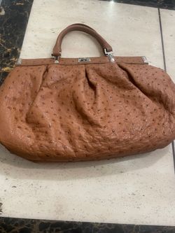 mid-century Borelli handbag ostrich leather