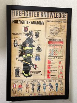 Fire Fighter Picture Black Frame wood