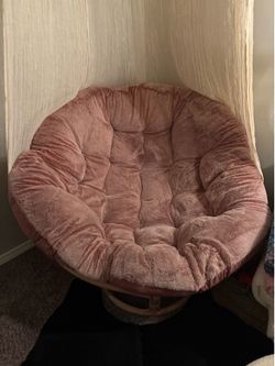 Papasan Chair with Pink Cushion