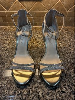 Nina Women’s Metallic Rhinestone Strappy Heels – Size 11M – Like New