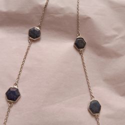 Silver Chain Necklace With Lapis Stones 