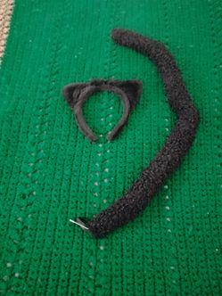 Halloween black cat ears and tail costume set for sale.