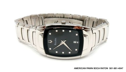 Bulova 96G46 Men's Black Dial Stainless Steel Bracelet Watch 