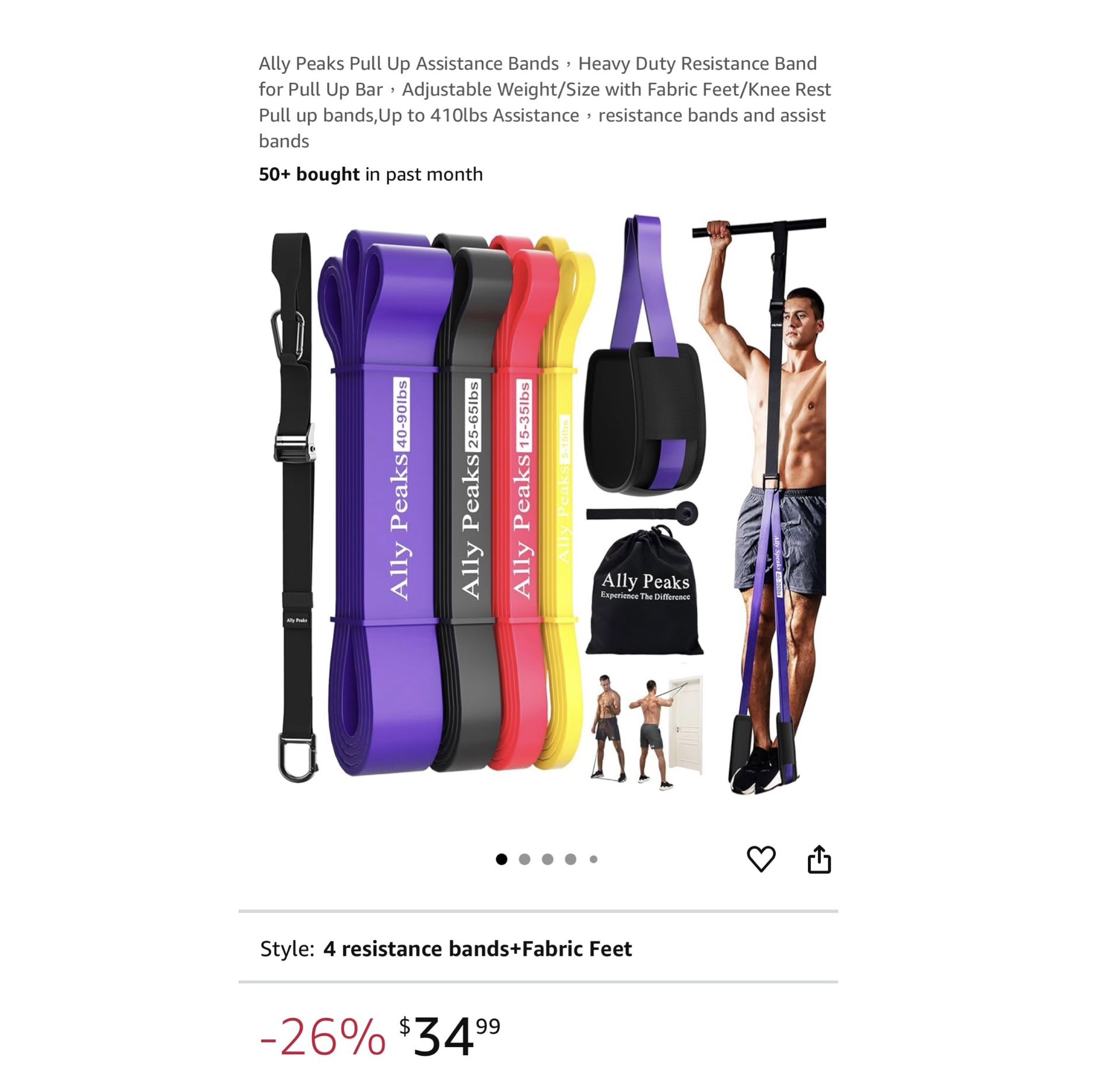 Brand new Pull Up Assistance Bands,Heavy Duty Resistance Band for Pull Up Bar,Adjustable Weight/Size with Fabric Feet/Knee Rest Pull up bands,Up to 41