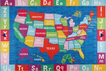 BRAND NEW NEVER USED Eric Carle Elementary Area Rug 36" x 55" (Us Map and Alphabet)