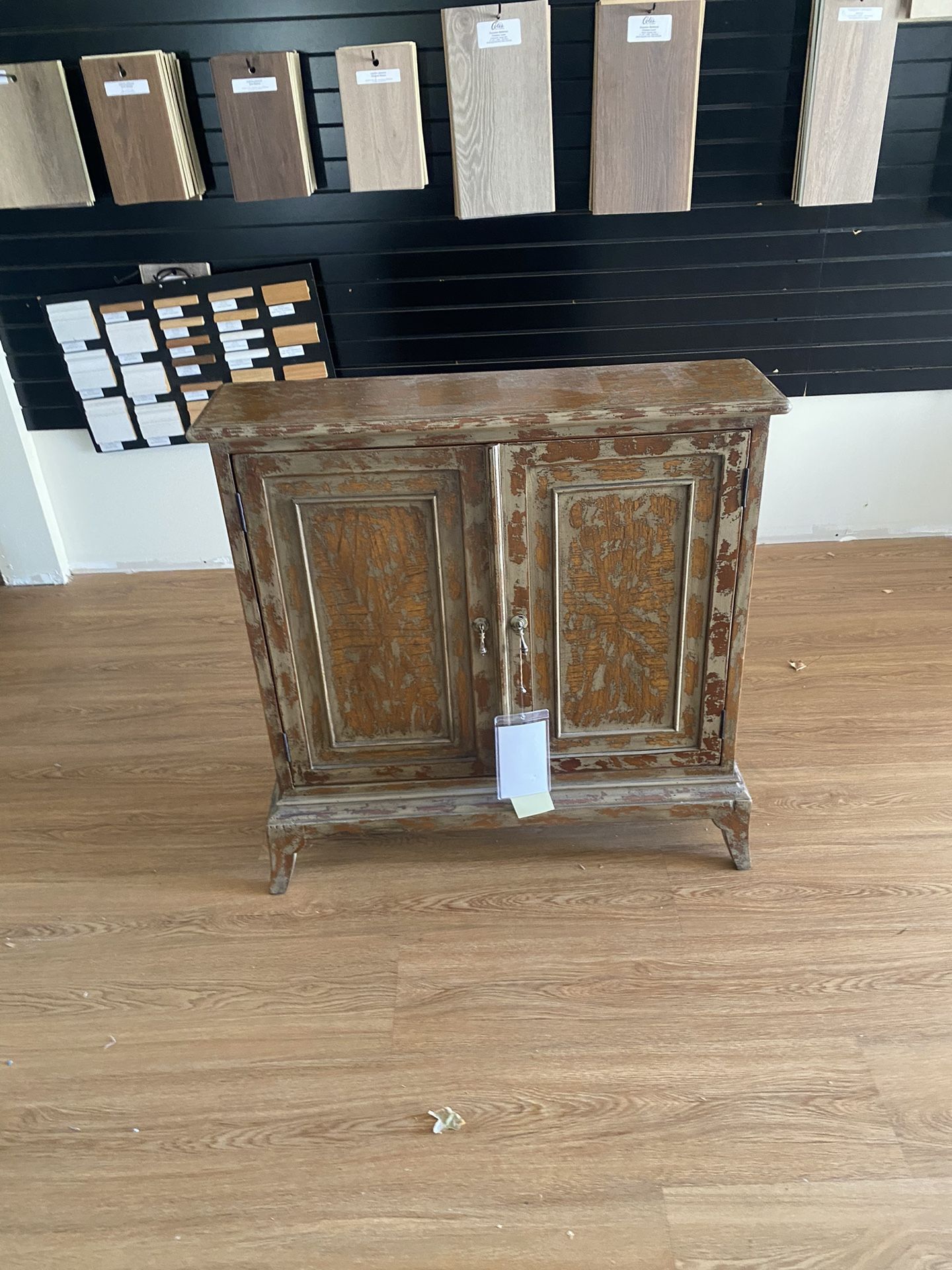 Mahogany Hand Painted Distressed Cabinet
