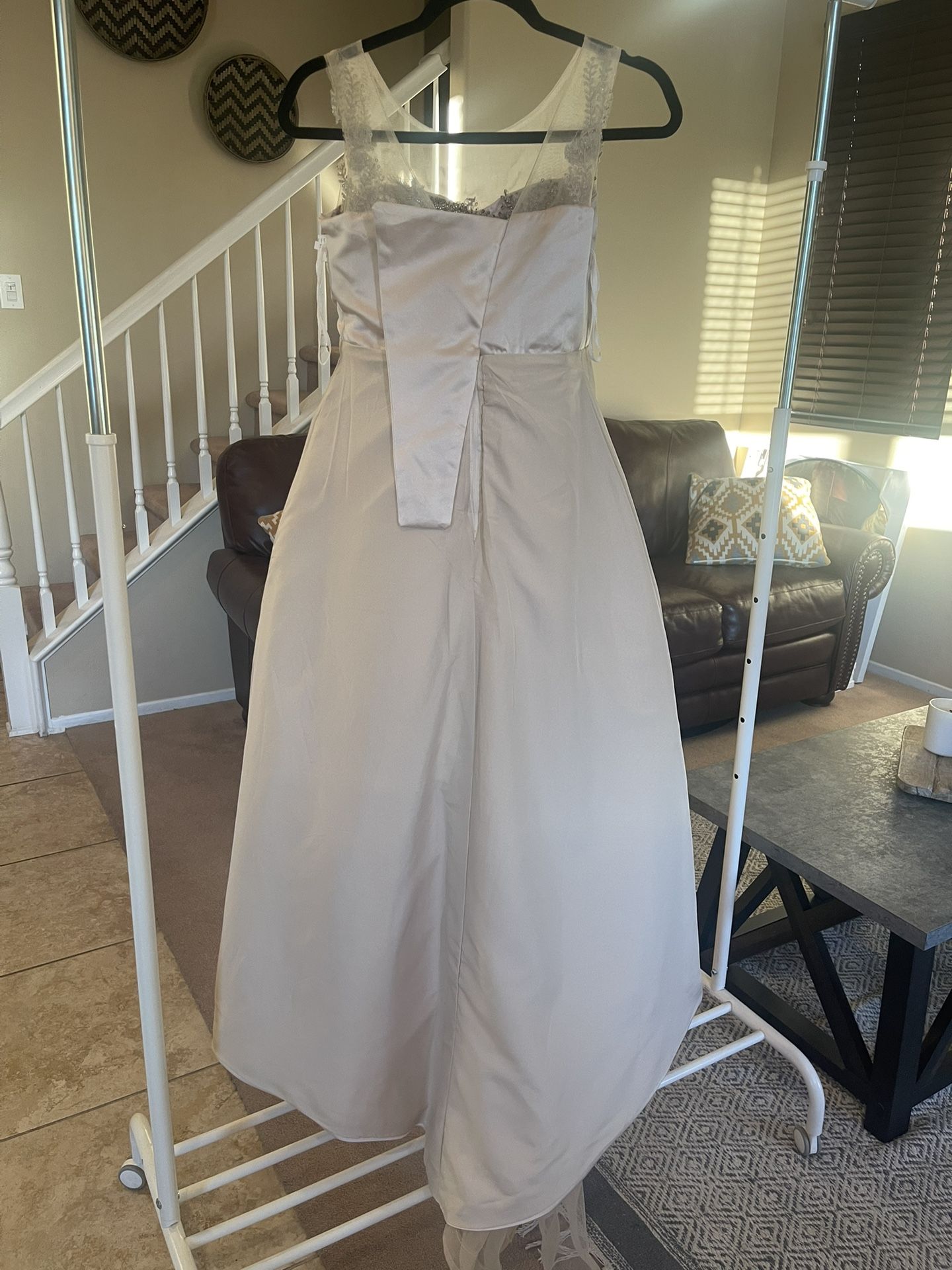 Girls' Special Occasion Tulle Tiered Dress with lace appliqué