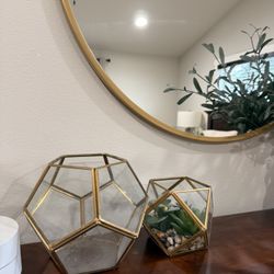 Geometric Glass Terrarium Set (Gold) – Set of 2