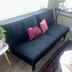 Modern Black Futon Sofa (Sleek & Minimal)