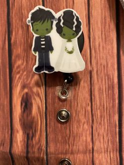 Frankenstein and his bride badge reel