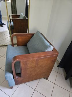 Vintage Wood Arm Chair. Pair