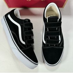 Vans Old Skool V Suede Canvas Black True White Sneakers Men 10.5 Women 12