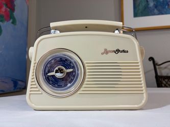 ByronStatics Portable Radio AM FM, Vintage Retro Radio with Built in Speakers, Best Reception and Longest Lasting, Power Plug or 1.5V AA Battery - Cre