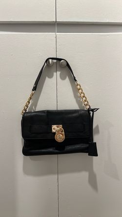Michael Kors Black Purse Leather Shoulder Bag Gold Metal Chain
