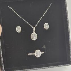 925 Sterling Silver Moissanite Diamond Necklace Set For Women 