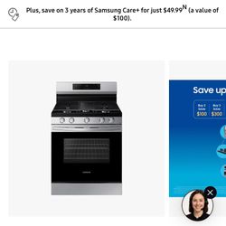 Brand New Samsung 30” Gas Range Stainless Steel 