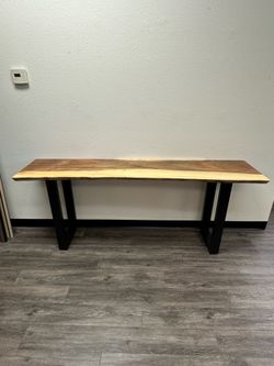 78” x 18” x 31” H Rustic Solid Monkey Pod Wood Console Table – Live Edge