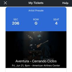 Aventura Concert Ticket