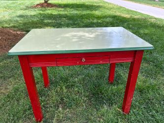 Red enamel top table