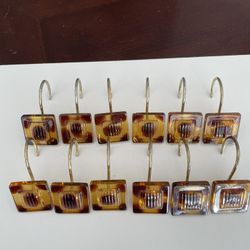 Set of 12 Tortoise Shell Shower Curtain Hooks