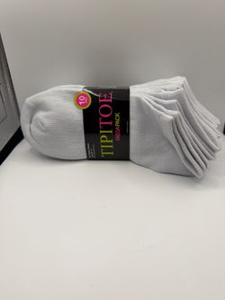 TIPTOE Women's White Low-Cut Socks 10-Pack