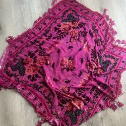 Pink Floral Scarf (shawl ) 